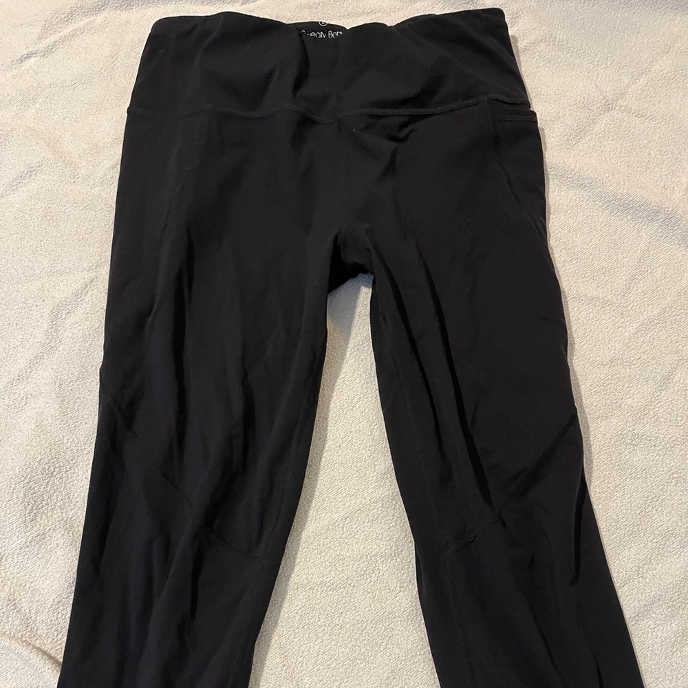 Black Sweaty Betty power crop leggings size large